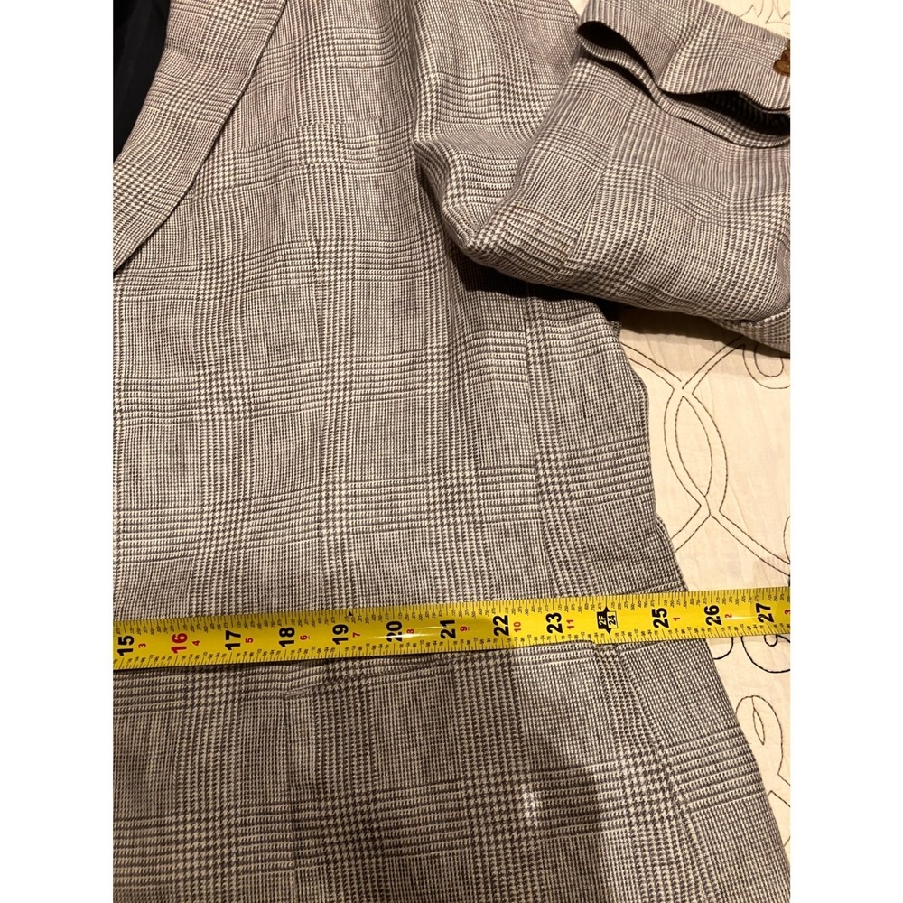 Biltmore Mens 50R Grey Glen‎ Plaid 100% Linen Unstructured Sport Coat Blazer - Picture 14 of 15